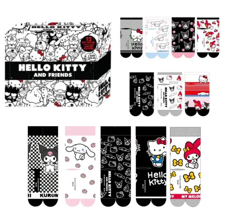 Cerda - HELLO KITTY & Friends - Gift Box - 12 Pairs of Socks (S 3-7,5)
