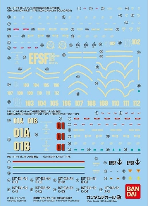 Bandai Model Kit - GUNDAM - GUNDAM DECAL 113 - Mobile Suit Gundam The Origin Multiuse 2