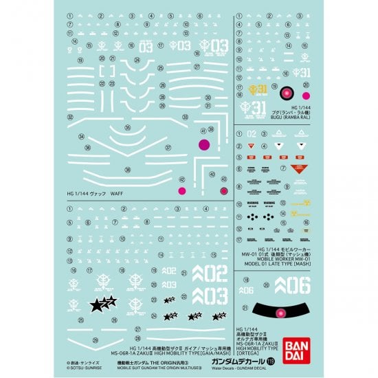 Bandai Model Kit - GUNDAM - RG 1/144 Decal 119 The Origin - Model Kit