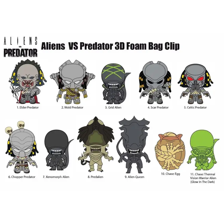 Monogram - ALIENS vs PREDATOR - 3D Foam Bag Clip (Display 24 Pcs)