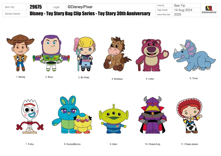 Monogram - TOY STORY - Series 67 - 3D Foam Bag Clip (Display 24 Pcs)