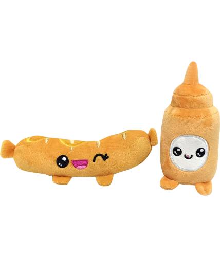 Joy Toy - YUMMIES - Bratwurst & Mustard - 2 plush 15cm in plush bag 21x21cm