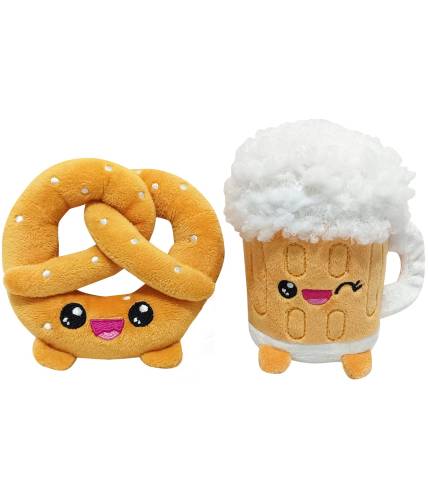 Joy Toy - YUMMIES - Pretzel & Beer - 2 plush 15cm in plush bag 21x21cm