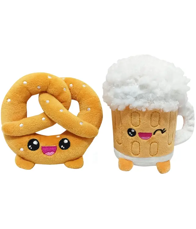Joy Toy - YUMMIES - Pretzel & Beer - 2 plush 15cm in plush bag 21x21cm