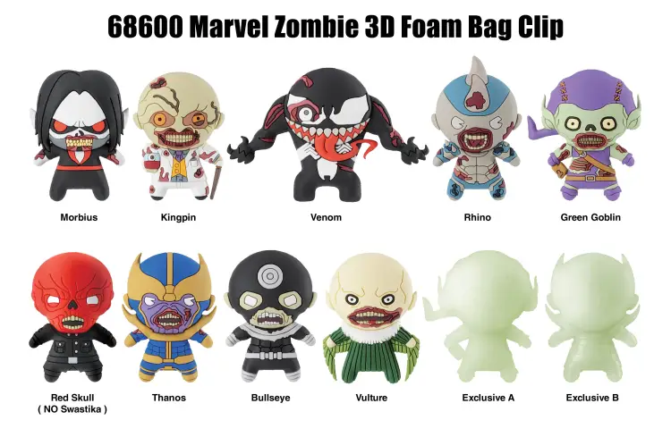 Monogram - MARVEL ZOMBIES - Series 1 - 3D Foam Bag Clip (Display 24 Pcs)