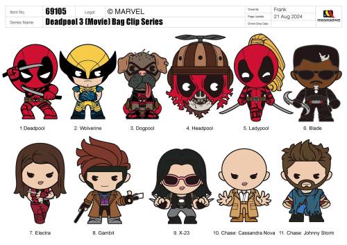 Monogram - DEADPOOL - Series 1- 3D Foam Bag Clip (Display 24 Pcs)