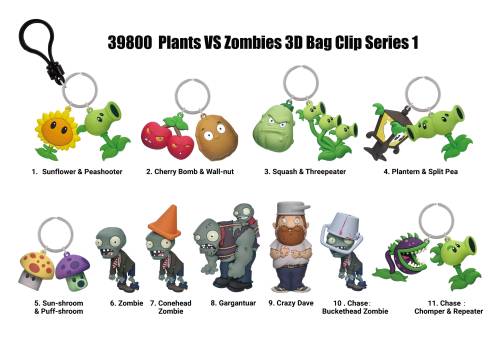 Monogram - PLANTS VS ZOMBIES - Series 1 - 3D Foam Bag Clip (Display 24 Pcs)
