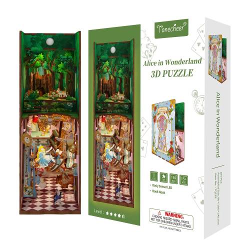 Tonecheer - BOOK NOOK KIT - DIY- Alice in Wonderland - 184pcs + LED Light