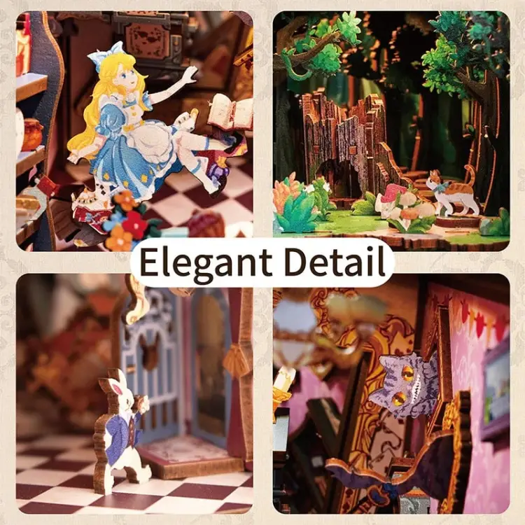 Tonecheer - BOOK NOOK KIT - DIY- Alice in Wonderland - 184pcs + LED Light