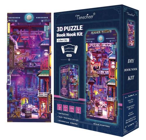 Tonecheer - BOOK NOOK KIT - DIY- Cyber City - 284pcs + LED Light