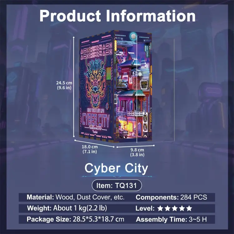 Tonecheer - BOOK NOOK KIT - DIY- Cyber City - 284pcs + LED Light