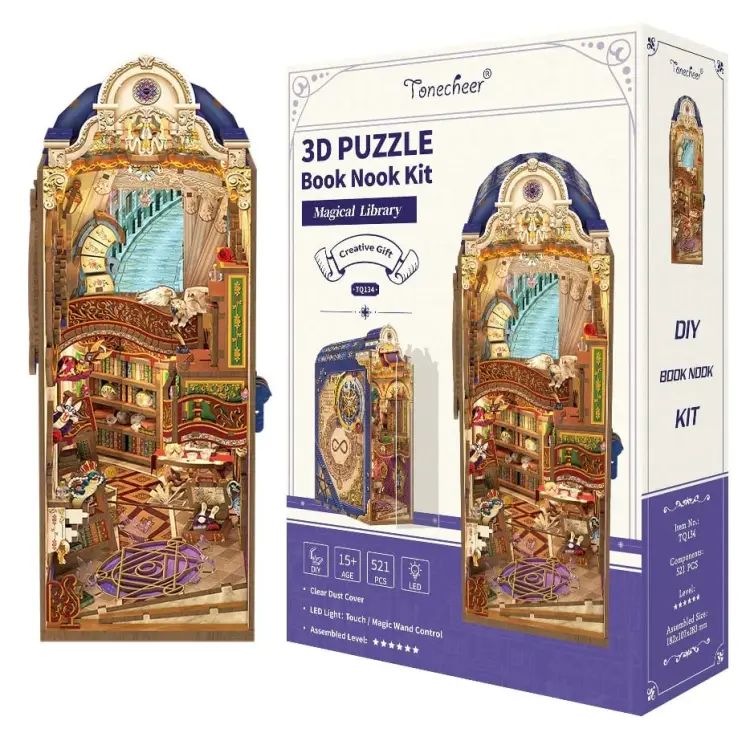 Tonecheer - BOOK NOOK KIT - DIY- Magical library - 521pcs + LED Light