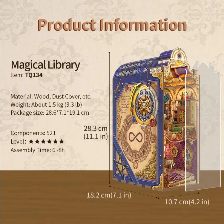 Tonecheer - BOOK NOOK KIT - DIY- Magical library - 521pcs + LED Light