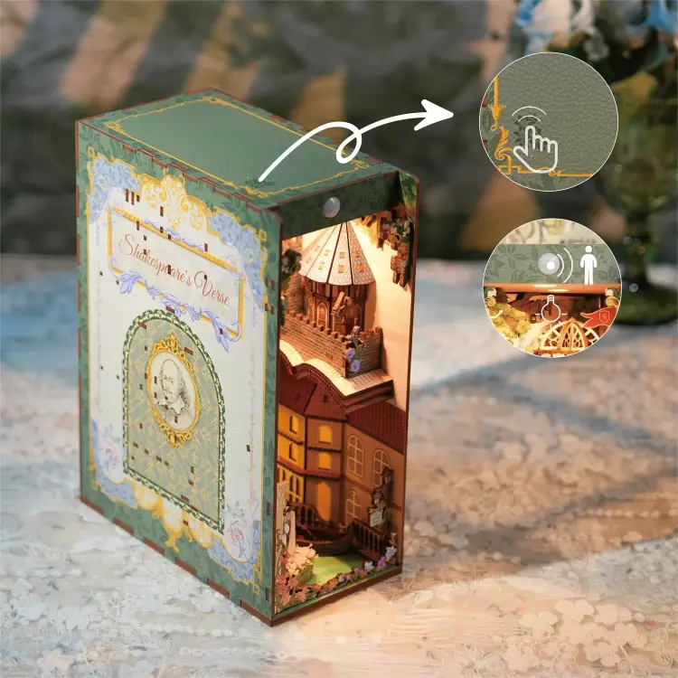 Tonecheer - BOOK NOOK KIT - DIY- Shakespeare's Verse - 212pcs + LED Light