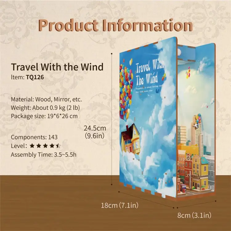 Tonecheer - BOOK NOOK KIT - DIY- Travel with the Wind - 143pcs + LED Light