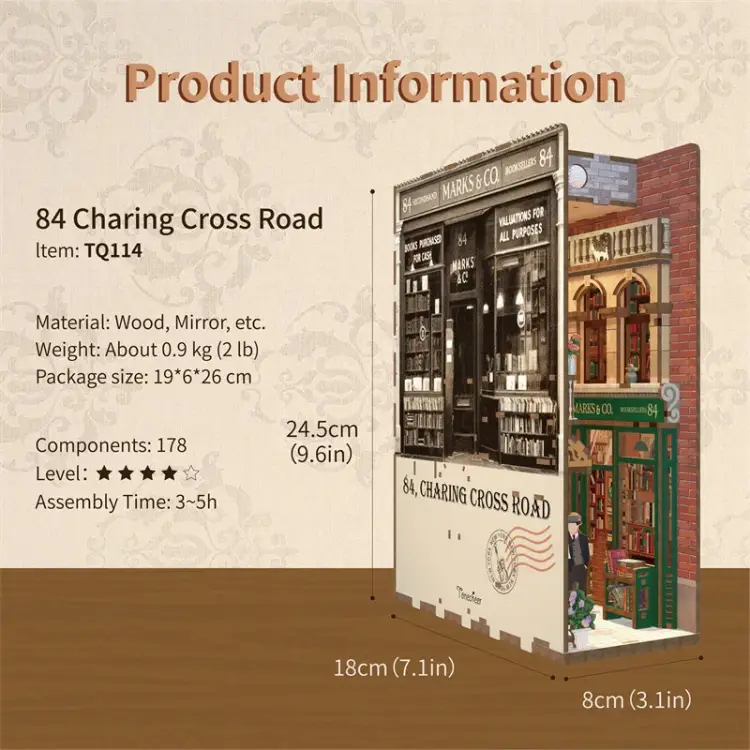 Tonecheer - BOOK NOOK KIT - DIY- 84 Charing Cross Road - 178pcs + LED Light