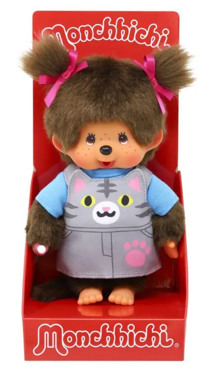 Bandai Red - MONCHHICHI - Cat Overalls - Plush 20cm