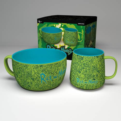 GB Eye - RICK & MORTY - Pattern - Breakfast Set Bowl 850ml & mug 380ml