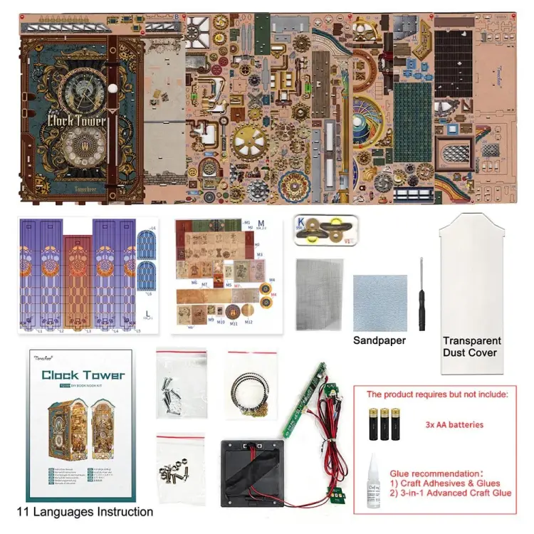 Tonecheer - BOOK NOOK KIT - DIY- Clock Tower - 430pcs + LED Light