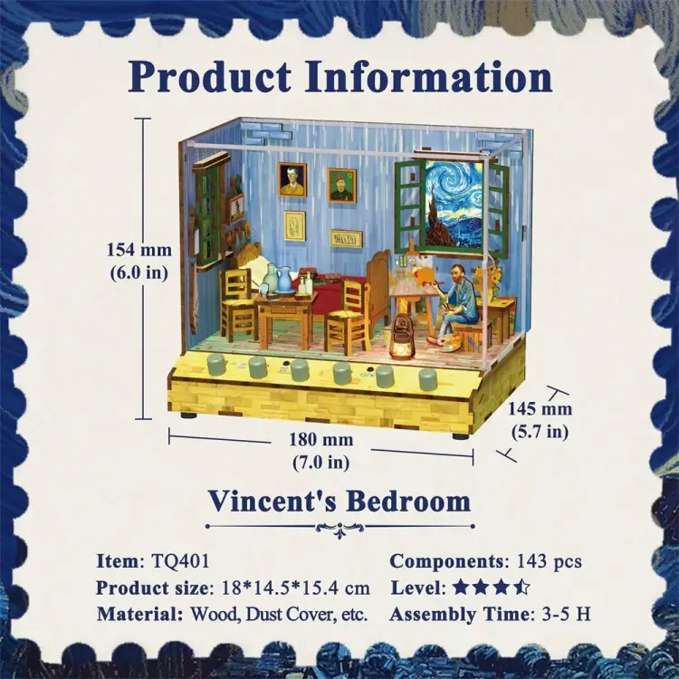 Tonecheer - BOOK NOOK KIT - DIY- Vincent's Bedroom - 143pcs + LED Light