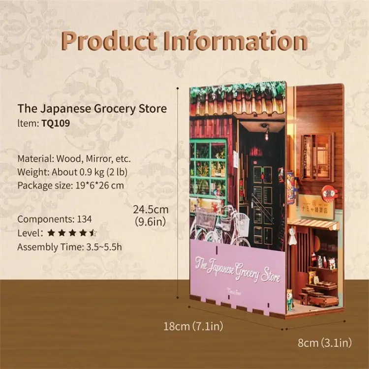 Tonecheer - BOOK NOOK KIT - DIY- Japanese Grocery Store - 134pcs + LED Light