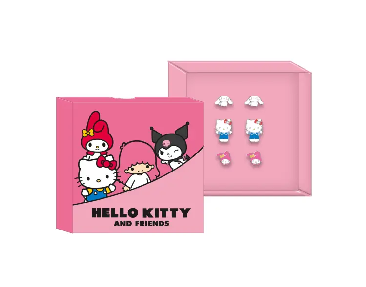 HELLO KITTY & Friends - 3 pary kolczyków sztyftów