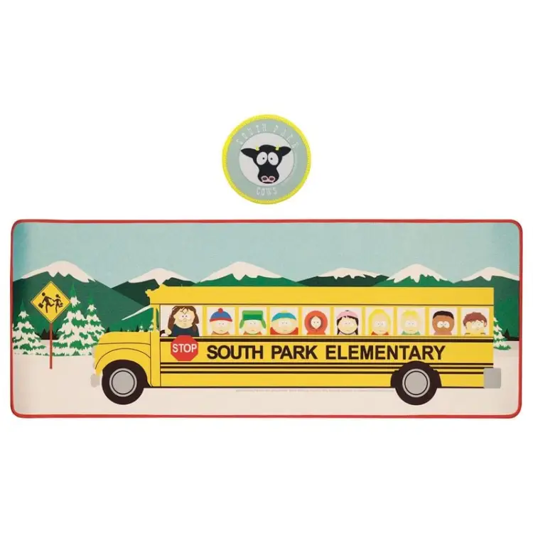 Fanattik - SOUTH PARK - Elementary School Bus - XL Desktop Mat + 1 Coaster
