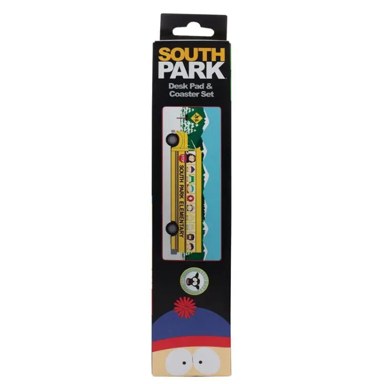 Fanattik - SOUTH PARK - Elementary School Bus - XL Desktop Mat + 1 Coaster
