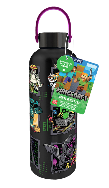 Paladone - MINECRAFT - Mascots - Metal Water Bottle with Carry Loop - 500ml