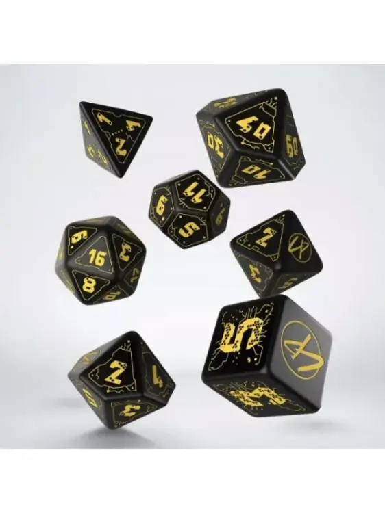 Komplet Kości Q Workshop - Cyberpunk Red: Wet Work Czarny - zółty