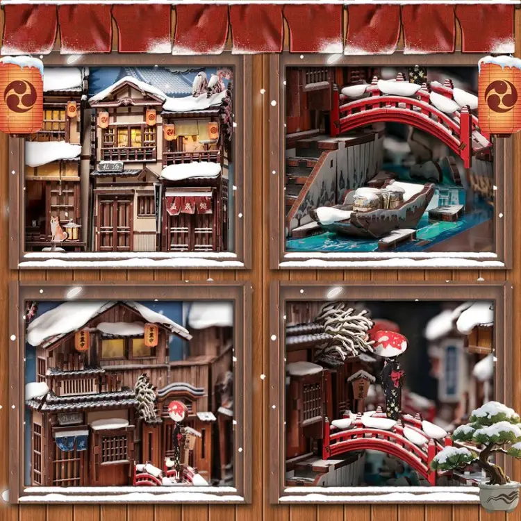 Cutebee - BOOK NOOK KIT - DIY - Kyoto Snow Whisper - 286pc + LED Light
