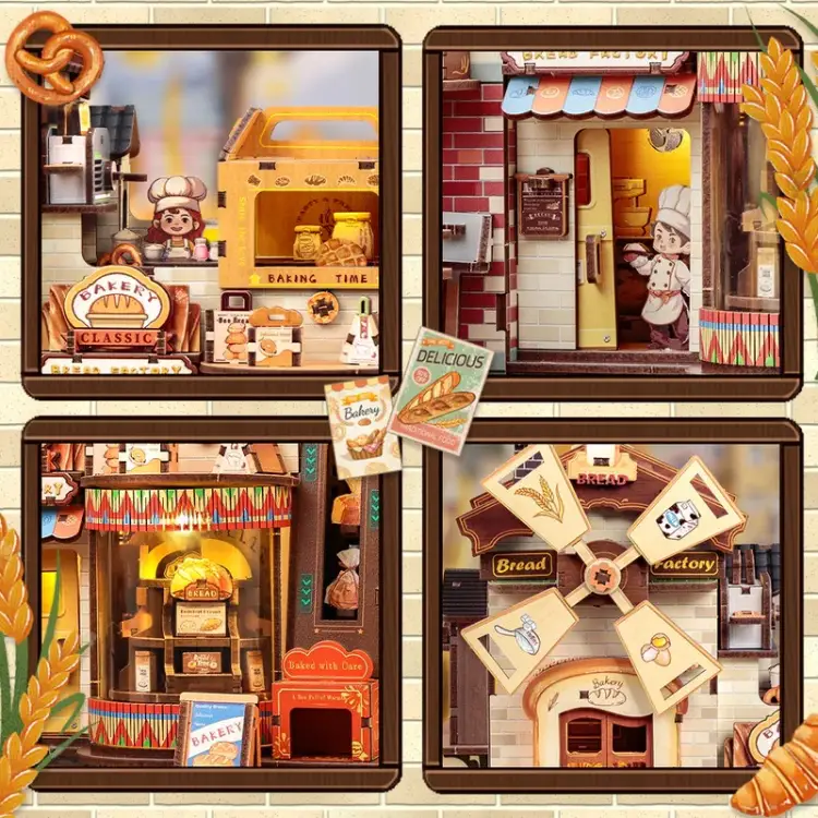 Cutebee - BOOK NOOK KIT - DIY - Bread Factory - 576pc + LED Light