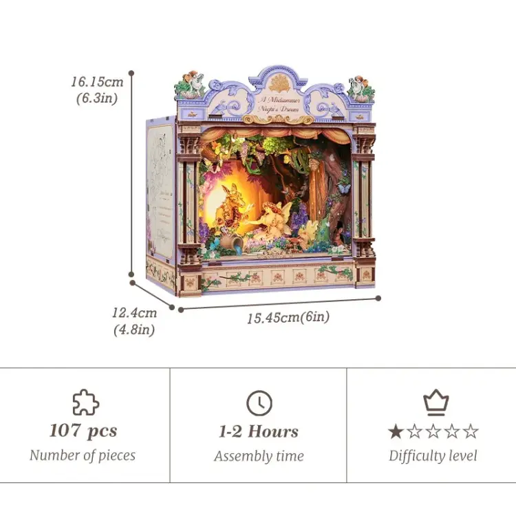Cutebee - BOOK NOOK KIT - DIY - A Midsummer Night's Dream - 107pc + LED Light