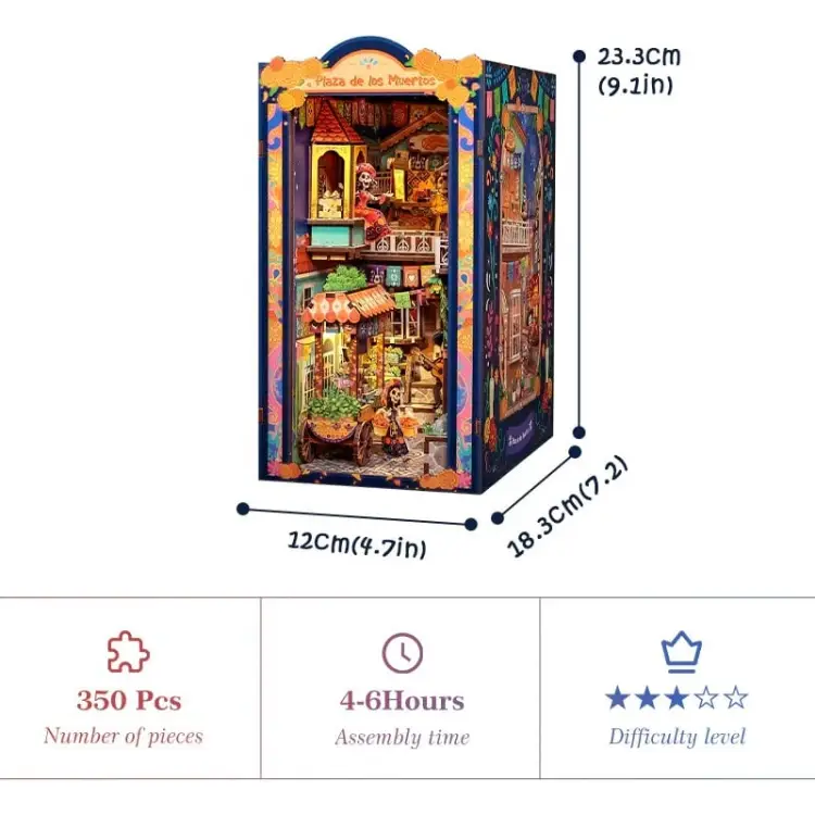 Cutebee - BOOK NOOK KIT - DIY - Plaza de los Muertos- 350pc + LED Light