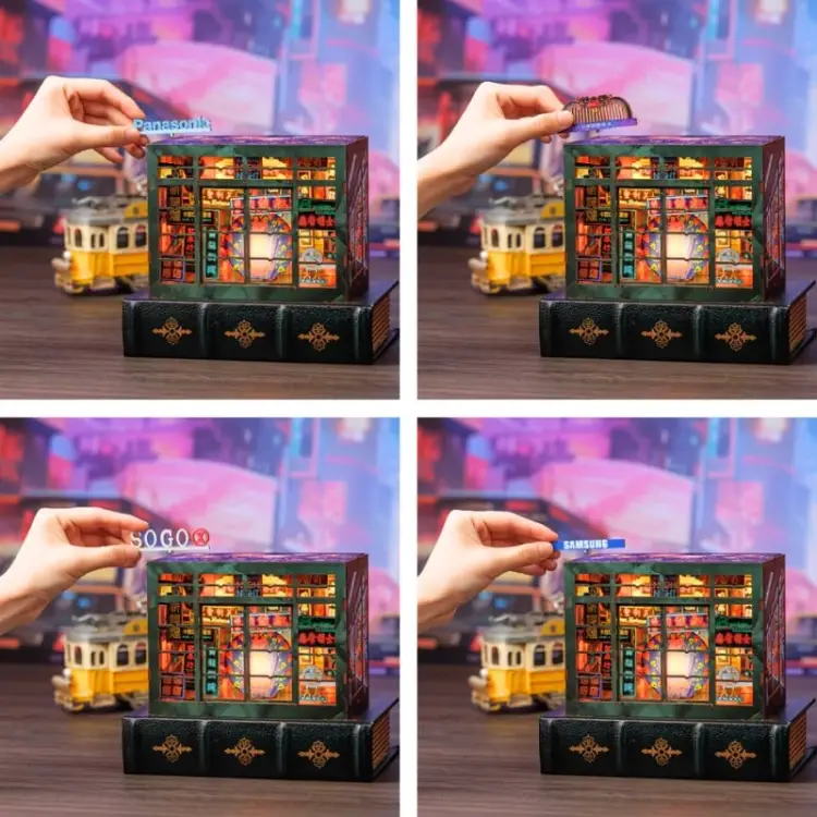 Cutebee - BOOK NOOK KIT - DIY - Hong Kong Neon Light - 49pc + LED Light