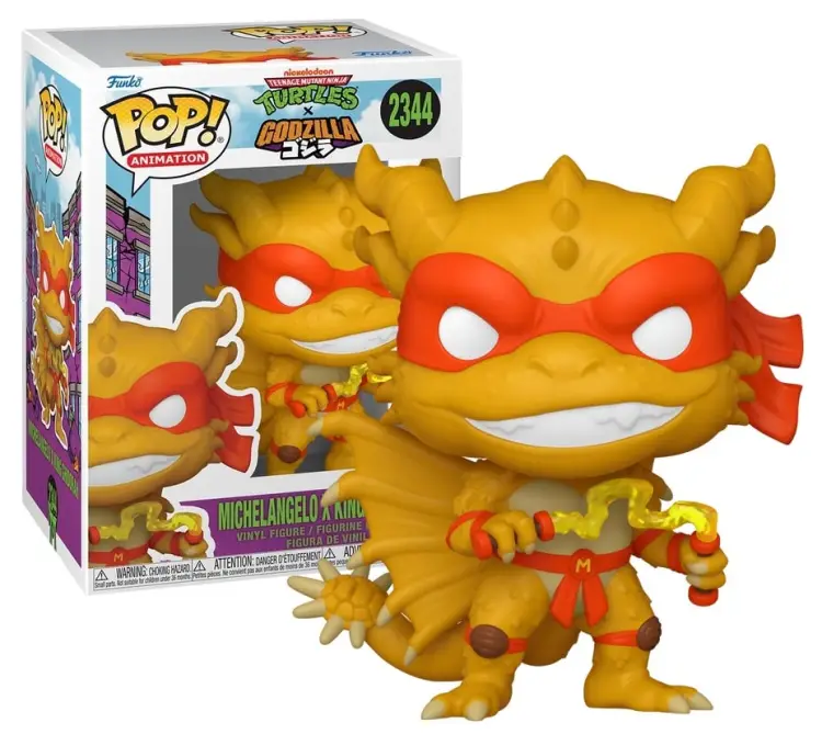 Funko - GODZILLA X TURTLES -POP Animation N°2344 -Michelangelo X King Ghidorah