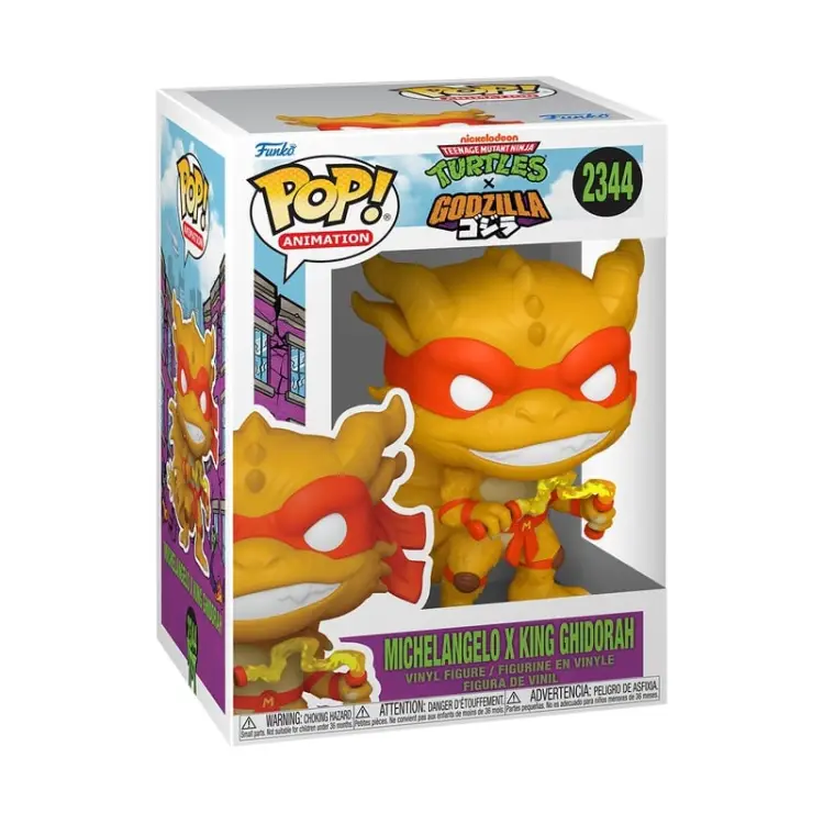 Funko - GODZILLA X TURTLES -POP Animation N°2344 -Michelangelo X King Ghidorah