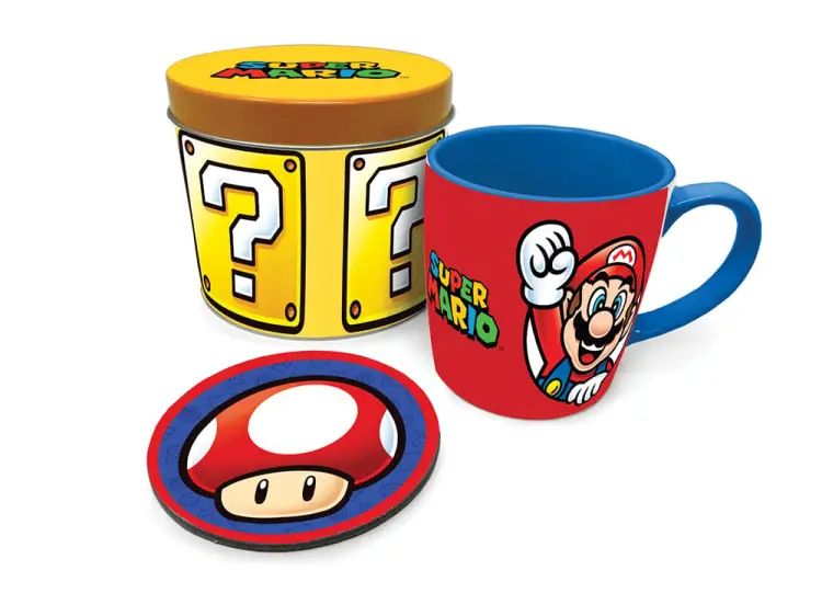 SUPER MARIO - Let's go - Kubek i podkładka w metalowej puszce